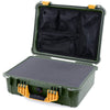Pelican 1520 Case, OD Green with Yellow Handle & Latches Pick & Pluck Foam with Mesh Lid Organizer ColorCase 015200-0101-130-240