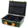 Pelican 1520 Case, OD Green with Yellow Handle & Latches TrekPak Divider System with Computer Pouch ColorCase 015200-0220-130-240
