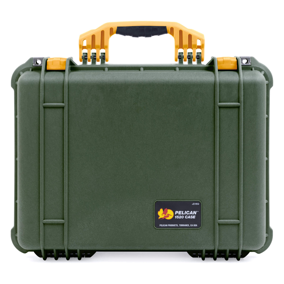 Pelican 1520 Case, OD Green with Yellow Handle &amp; Latches ColorCase 