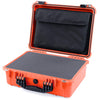 Pelican 1520 Case, Orange with Black Handle & Latches Pick & Pluck Foam with Computer Pouch ColorCase 015200-0201-150-110