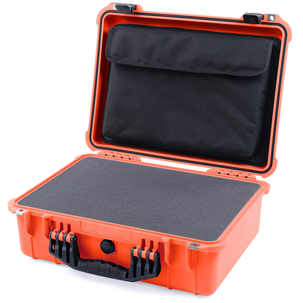 Pelican 1520 Case, Orange with Black Handle &amp; Latches Pick &amp; Pluck Foam with Computer Pouch ColorCase 015200-0201-150-110