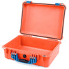 Pelican 1520 Case, Orange with Blue Handle & Latches None (Case Only) ColorCase 015200-0000-150-120