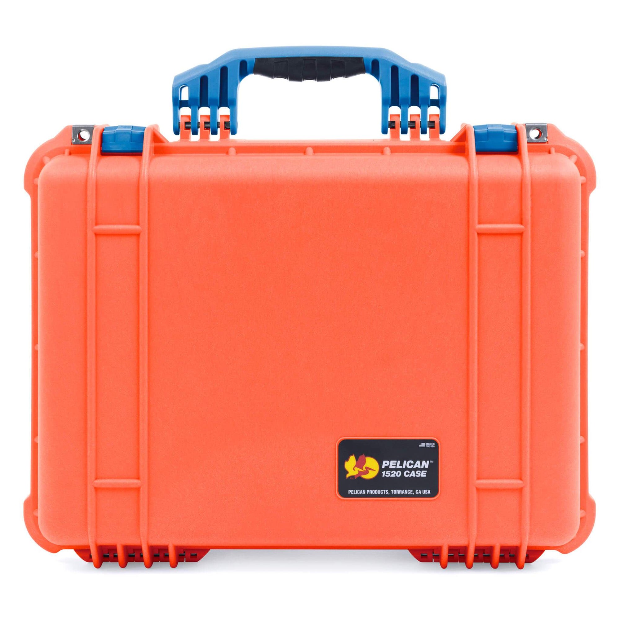 Pelican 1520 Case, Orange with Blue Handle & Latches ColorCase 