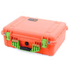 Pelican 1520 Case, Orange with Lime Green Handle & Latches ColorCase