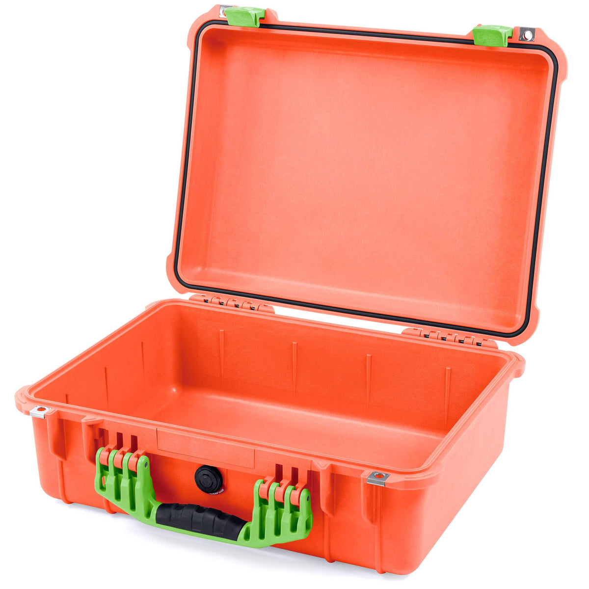 Pelican 1520 Case, Orange with Lime Green Handle &amp; Latches None (Case Only) ColorCase 015200-0000-150-300