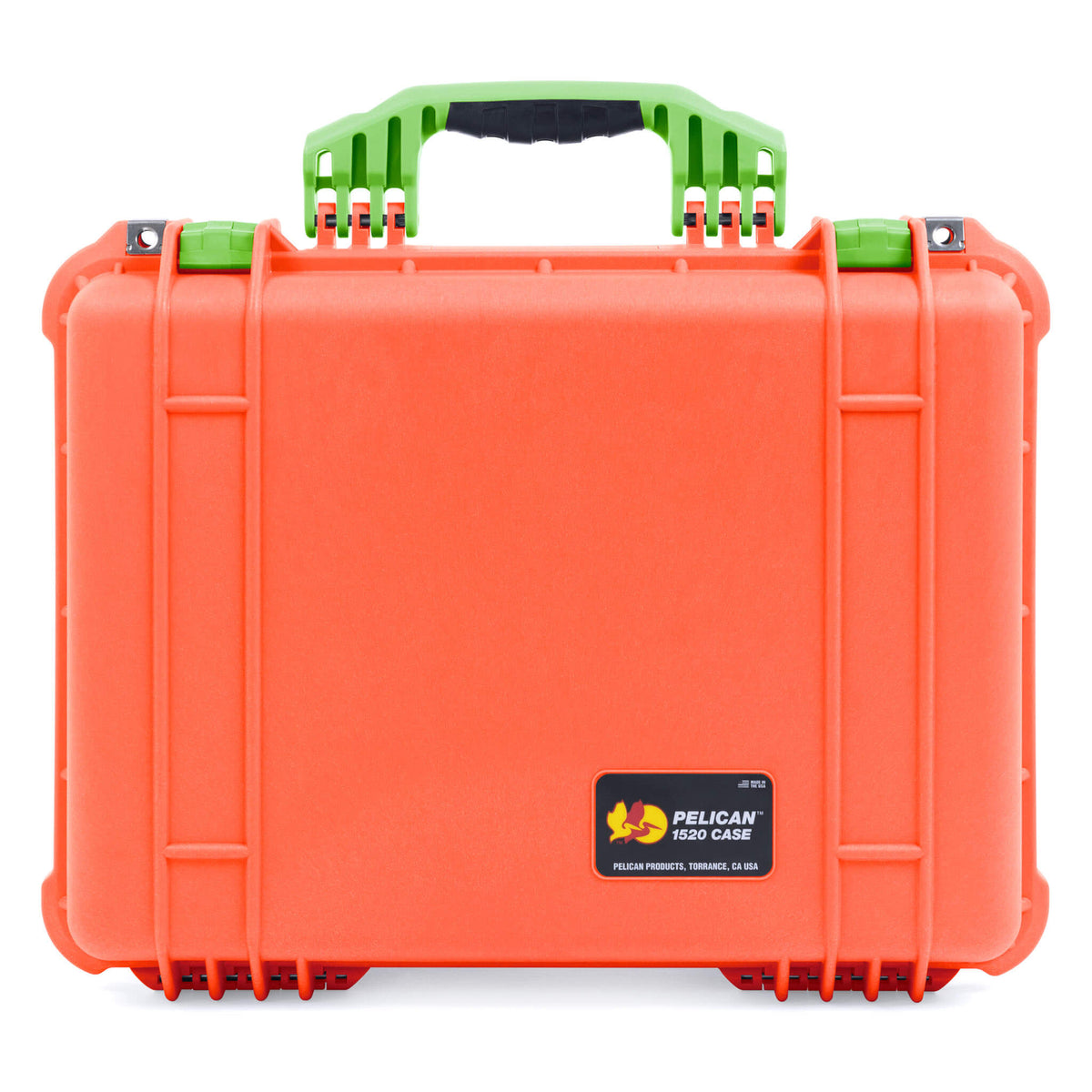 Pelican 1520 Case, Orange with Lime Green Handle &amp; Latches ColorCase 