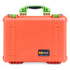 Pelican 1520 Case, Orange with Lime Green Handle & Latches ColorCase