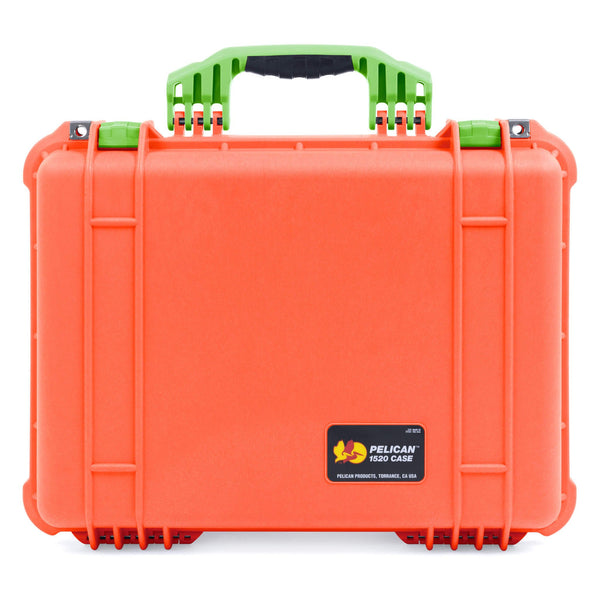 Pelican 1520 Case, Orange with Lime Green Handle & Latches