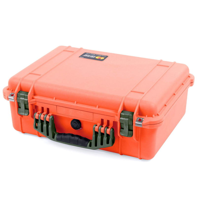 Pelican 1520 Case, Orange with OD Green Handle & Latches ColorCase 