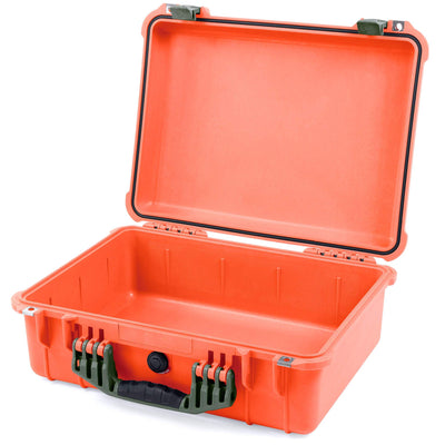 Pelican 1520 Case, Orange with OD Green Handle & Latches None (Case Only) ColorCase 015200-0000-150-130