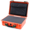 Pelican 1520 Case, Orange with OD Green Handle & Latches Pick & Pluck Foam with Computer Pouch ColorCase 015200-0201-150-130