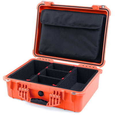 Pelican 1520 Case, Orange TrekPak Divider System with Computer Pouch ColorCase 015200-0220-150-150