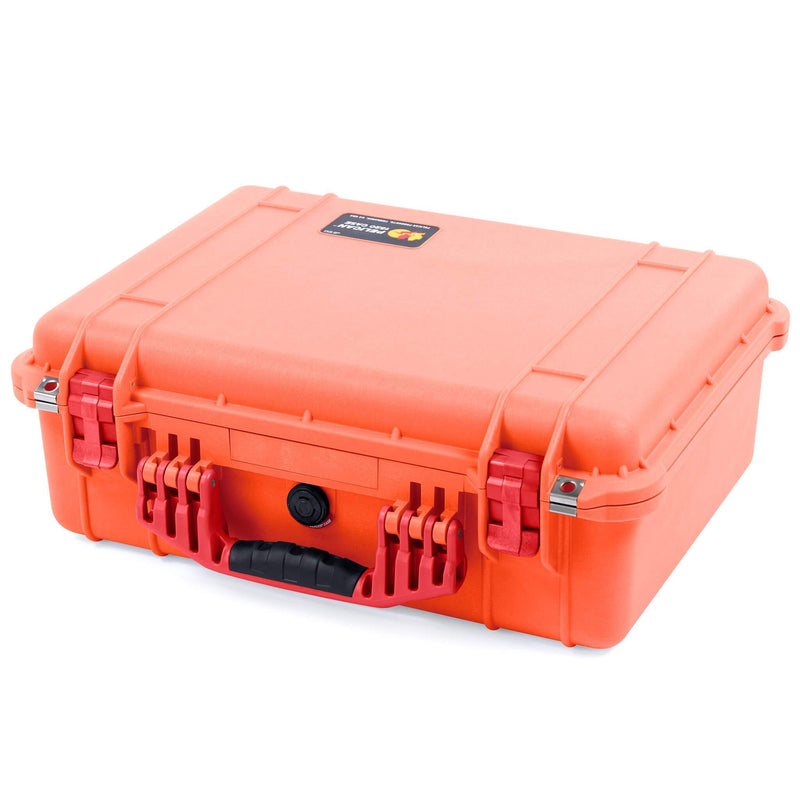 Pelican 1520 Case, Orange with Red Handle & Latches ColorCase 