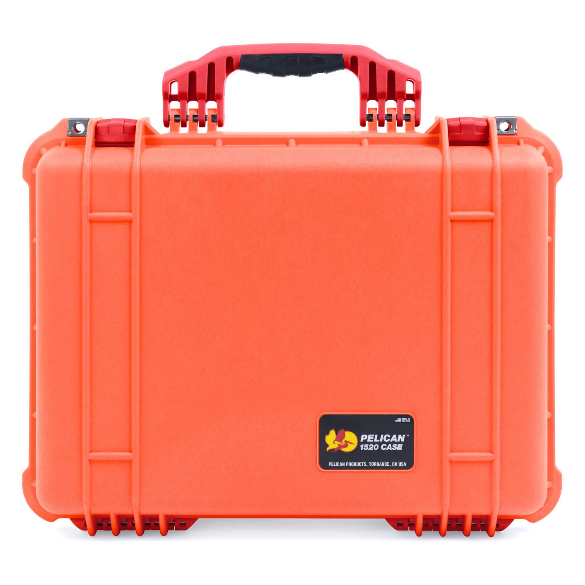 Pelican 1520 Case, Orange with Red Handle & Latches ColorCase 