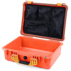 Pelican 1520 Case, Orange with Yellow Handle & Latches Mesh Lid Organizer Only ColorCase 015200-0100-150-240