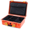 Pelican 1520 Case, Orange with Yellow Handle & Latches TrekPak Divider System with Computer Pouch ColorCase 015200-0220-150-240