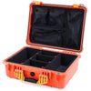Pelican 1520 Case, Orange with Yellow Handle & Latches TrekPak Divider System with Mesh Lid Organizer ColorCase 015200-0120-150-240