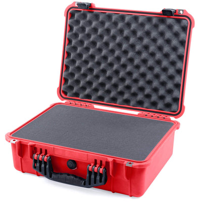 Pelican 1520 Case, Red with Black Handle & Latches Pick & Pluck Foam with Convolute Lid Foam ColorCase 015200-0001-320-110