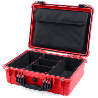Pelican 1520 Case, Red with Black Handle & Latches TrekPak Divider System with Computer Pouch ColorCase 015200-0220-320-110