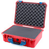 Pelican 1520 Case, Red with Blue Handle & Latches Pick & Pluck Foam with Convolute Lid Foam ColorCase 015200-0001-320-120