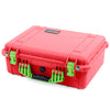 Pelican 1520 Case, Red with Lime Green Handle & Latches ColorCase