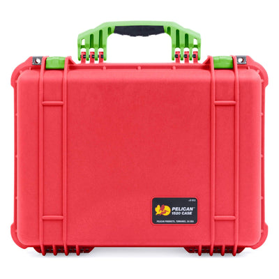 Pelican 1520 Case, Red with Lime Green Handle & Latches ColorCase