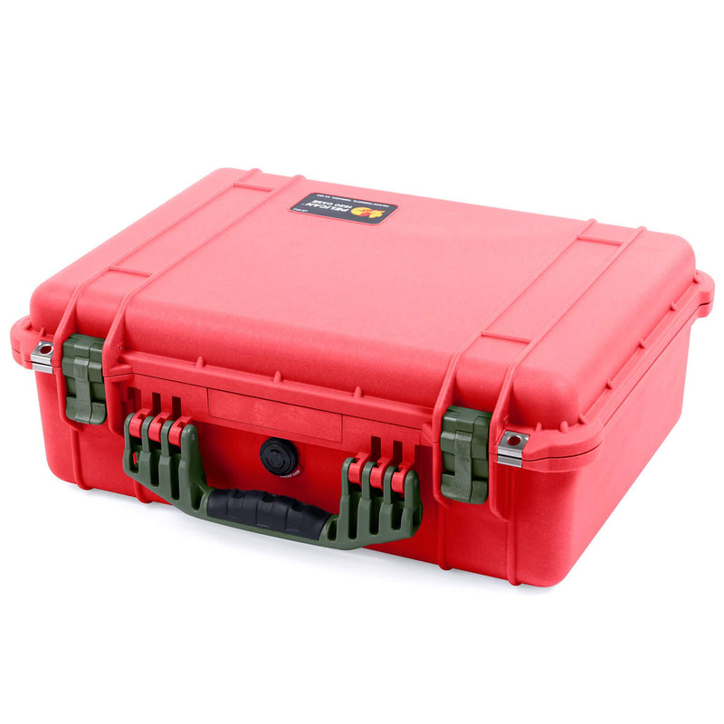 Pelican 1520 Case, Red with OD Green Handle & Latches ColorCase 