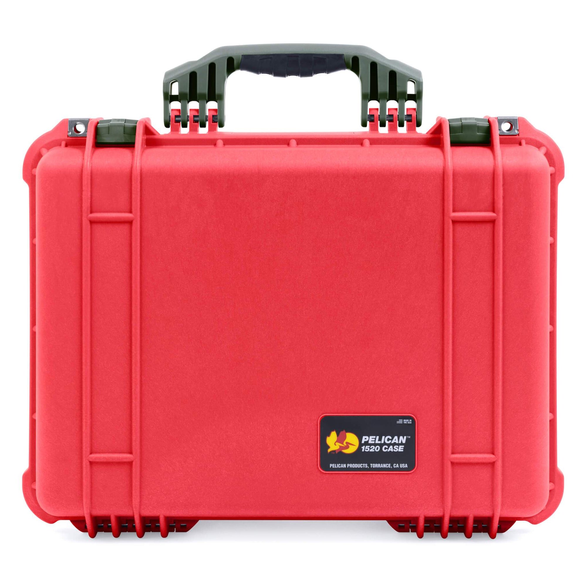 Pelican 1520 Case, Red with OD Green Handle & Latches ColorCase 