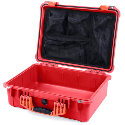 Pelican 1520 Case, Red with Orange Handle & Latches Mesh Lid Organizer Only ColorCase 015200-0100-320-150