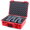Pelican 1520 Case, Red Gray Padded Microfiber Dividers with Convolute Lid Foam ColorCase 015200-0070-320-320