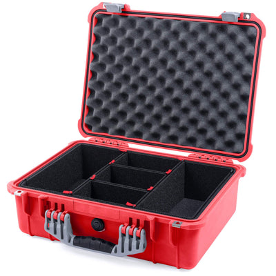 Pelican 1520 Case, Red with Silver Handle & Latches TrekPak Divider System with Convolute Lid Foam ColorCase 015200-0020-320-180