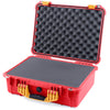 Pelican 1520 Case, Red with Yellow Handle & Latches Pick & Pluck Foam with Convolute Lid Foam ColorCase 015200-0001-320-240
