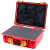 Pelican 1520 Case, Red with Yellow Handle & Latches Pick & Pluck Foam with Mesh Lid Organizer ColorCase 015200-0101-320-240