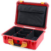 Pelican 1520 Case, Red with Yellow Handle & Latches TrekPak Divider System with Computer Pouch ColorCase 015200-0220-320-240