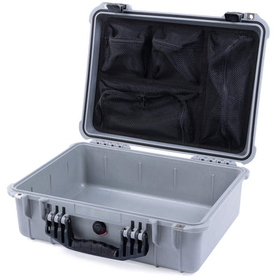 Pelican 1520 Case, Silver with Black Handle & Latches Mesh Lid Organizer Only ColorCase 015200-0100-180-110