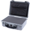 Pelican 1520 Case, Silver with Black Handle & Latches Pick & Pluck Foam with Computer Pouch ColorCase 015200-0201-180-110