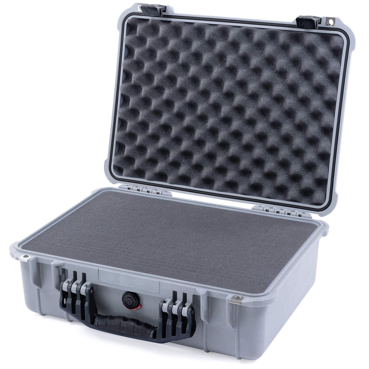 Pelican 1520 Case, Silver with Black Handle &amp; Latches Pick &amp; Pluck Foam with Convolute Lid Foam ColorCase 015200-0001-180-110