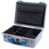 Pelican 1520 Case, Silver with Blue Handle & Latches TrekPak Divider System with Computer Pouch ColorCase 015200-0220-180-120