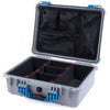 Pelican 1520 Case, Silver with Blue Handle & Latches TrekPak Divider System with Mesh Lid Organizer ColorCase 015200-0120-180-120