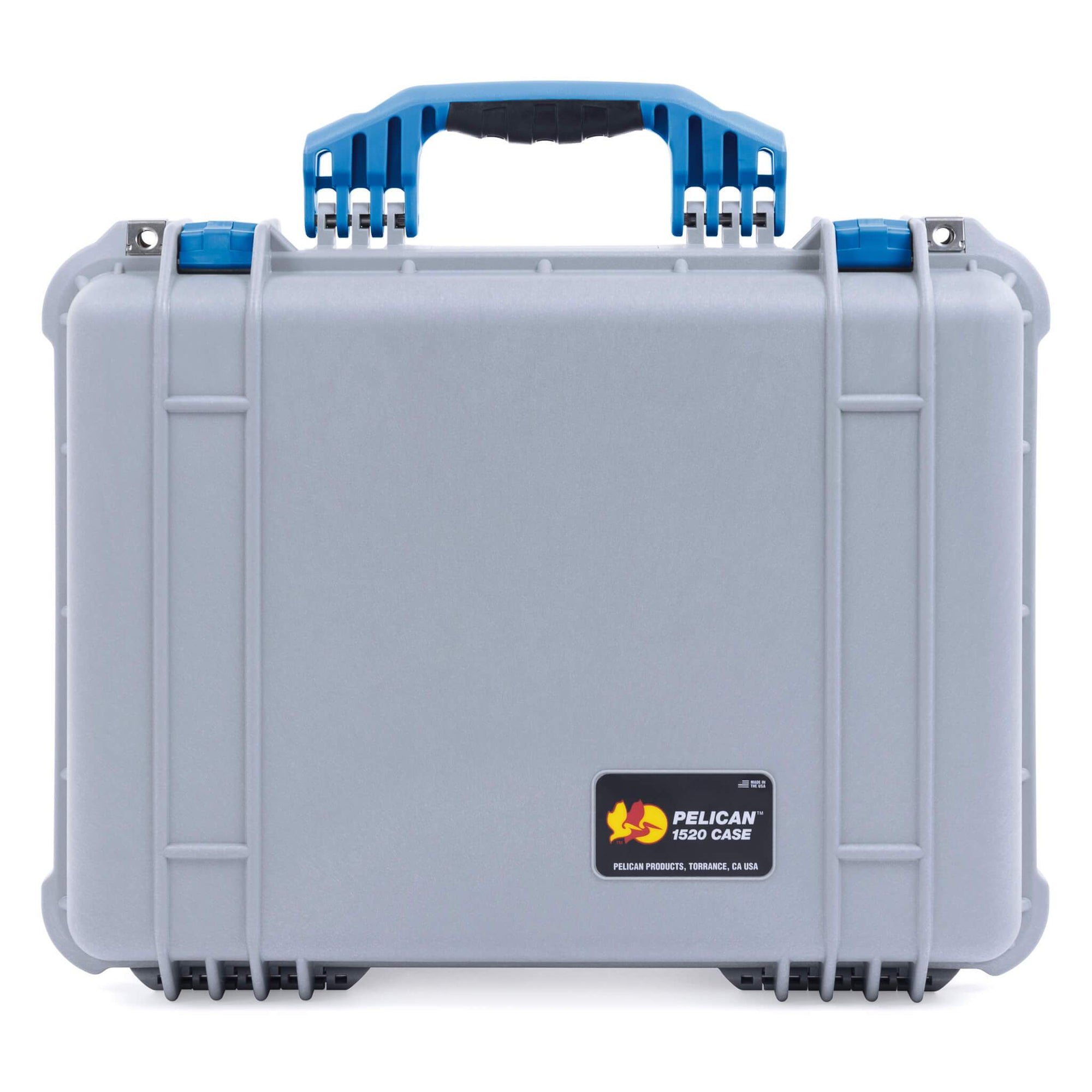 Pelican 1520 Case, Silver with Blue Handle & Latches ColorCase 