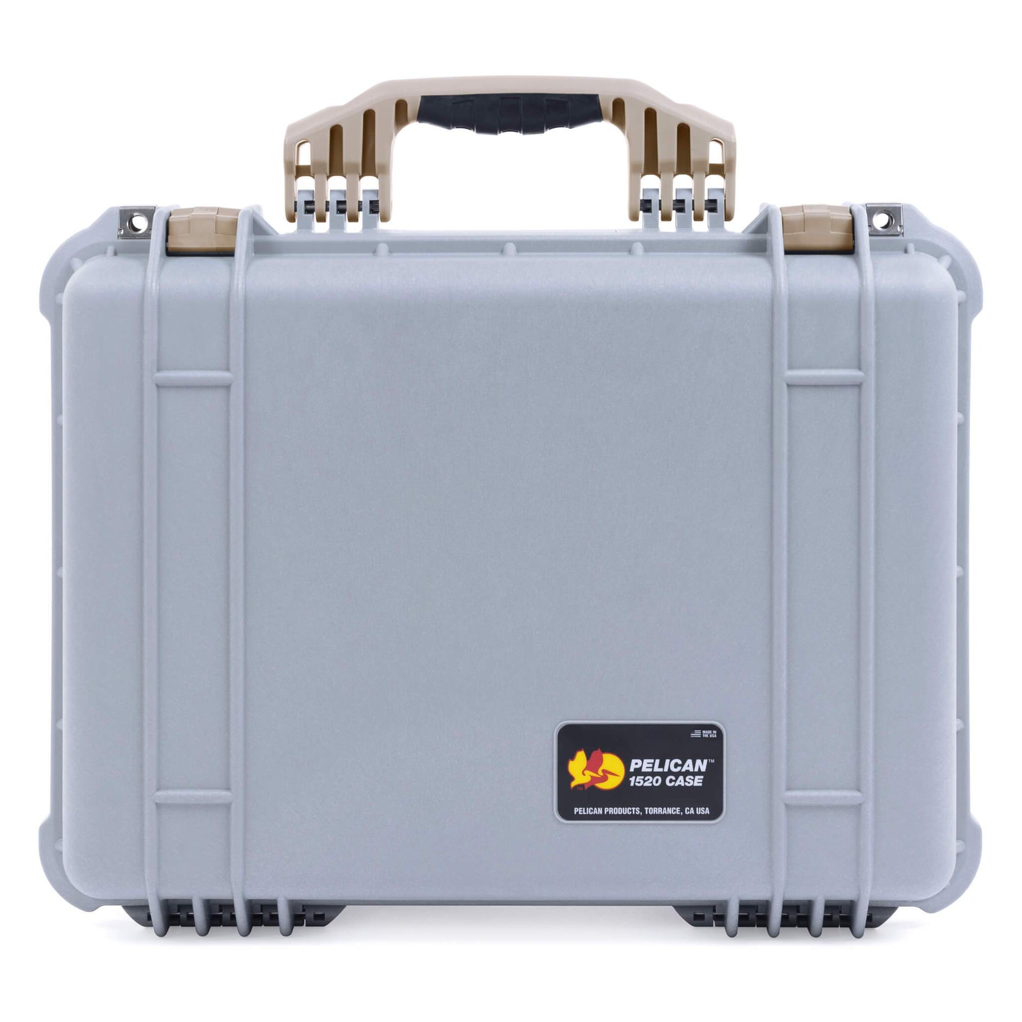 Pelican 1520 Case, Silver with Desert Tan Handle & Latches ColorCase 