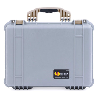 Pelican 1520 Case, Silver with Desert Tan Handle & Latches ColorCase