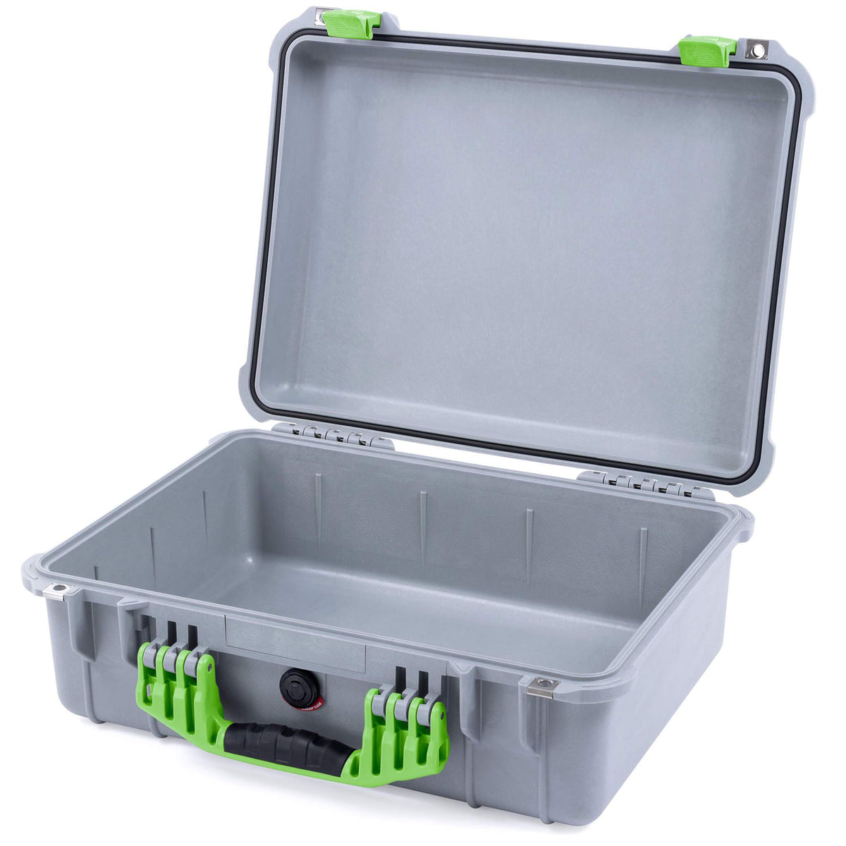 Pelican 1520 Case, Silver with Lime Green Handle &amp; Latches None (Case Only) ColorCase 015200-0000-180-300