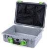 Pelican 1520 Case, Silver with Lime Green Handle & Latches Mesh Lid Organizer Only ColorCase 015200-0100-180-300