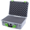 Pelican 1520 Case, Silver with Lime Green Handle & Latches Pick & Pluck Foam with Convolute Lid Foam ColorCase 015200-0001-180-300