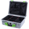 Pelican 1520 Case, Silver with Lime Green Handle & Latches TrekPak Divider System with Mesh Lid Organizer ColorCase 015200-0120-180-300