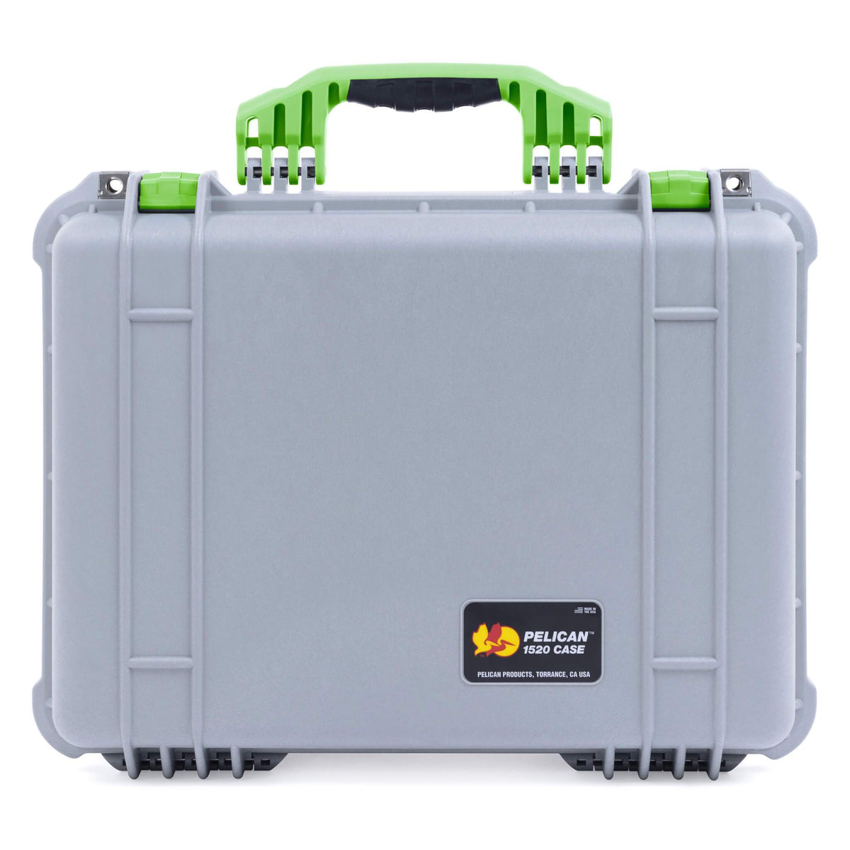 Pelican 1520 Case, Silver with Lime Green Handle &amp; Latches ColorCase 