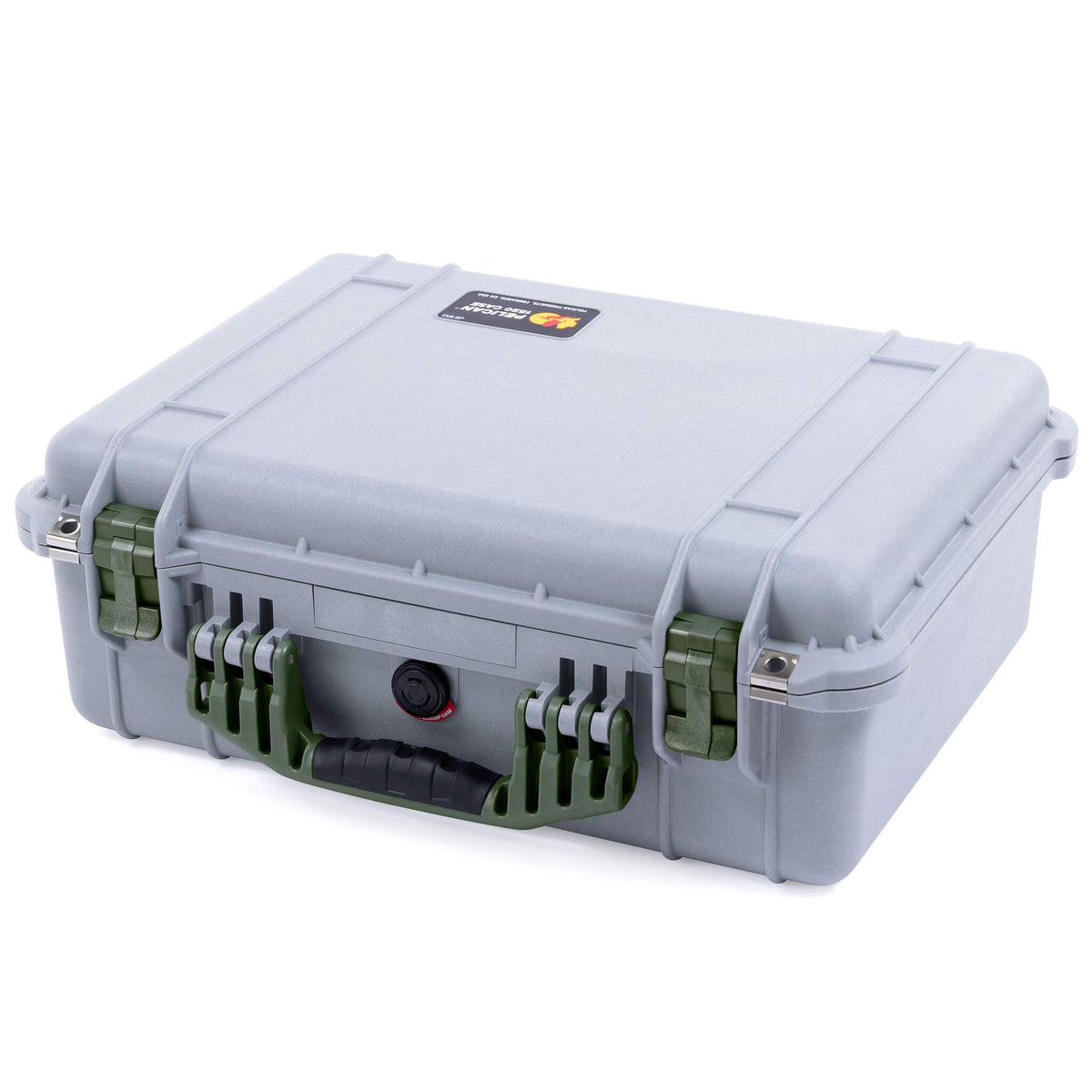 Pelican 1520 Case, Silver with OD Green Handle &amp; Latches ColorCase 