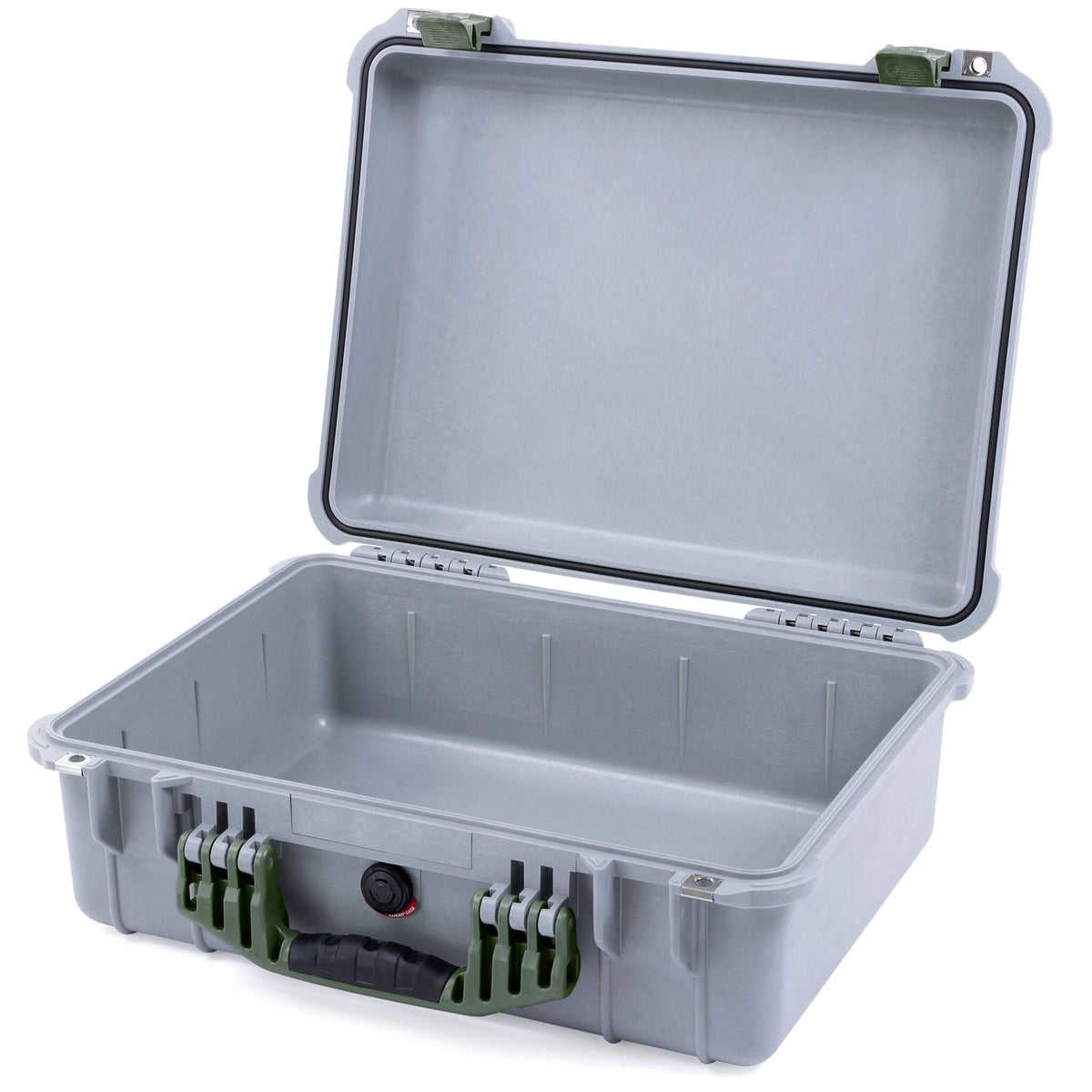 Pelican 1520 Case, Silver with OD Green Handle &amp; Latches None (Case Only) ColorCase 015200-0000-180-130