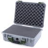 Pelican 1520 Case, Silver with OD Green Handle & Latches Pick & Pluck Foam with Convolute Lid Foam ColorCase 015200-0001-180-130